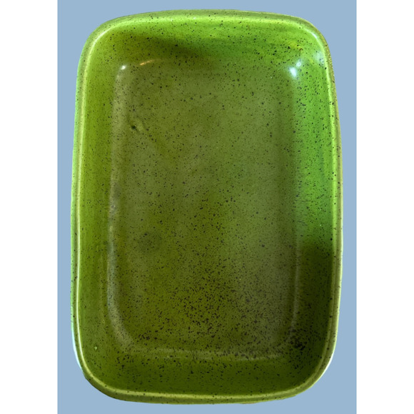Vintage MCM Haeger 3832 Pottery Green Speckled Dish Rectangle Bulb Planter Retro - Picture 4 of 8